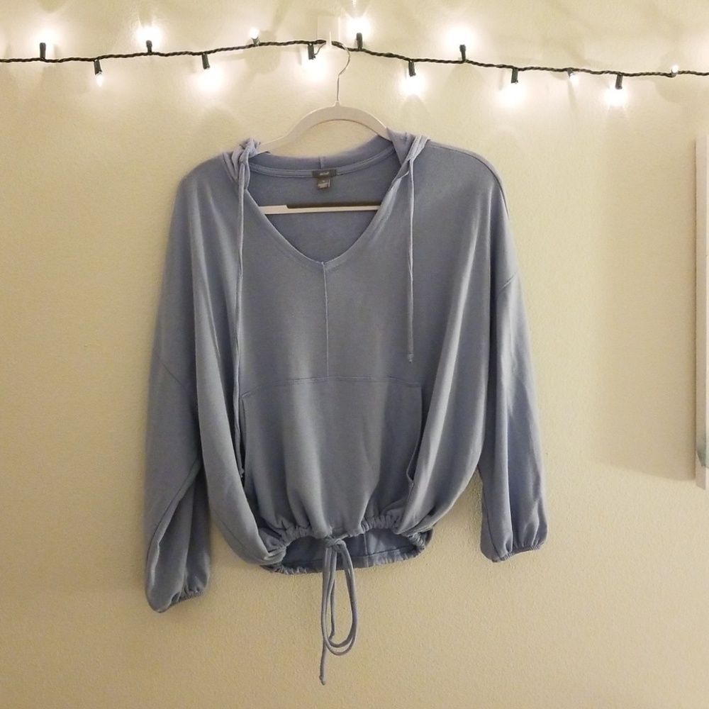 Aerie baby blue hooded shirt